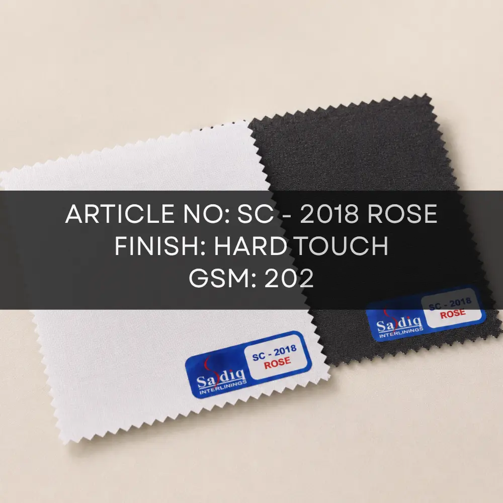 White SC-2018 ROSE 202 GSM hard touch woven fusible interlining swatch