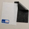 SC-2013 woven fusible interlining white and black swatches showing HDPE coating – Sadiq Interlinings Gujranwala Pakistan