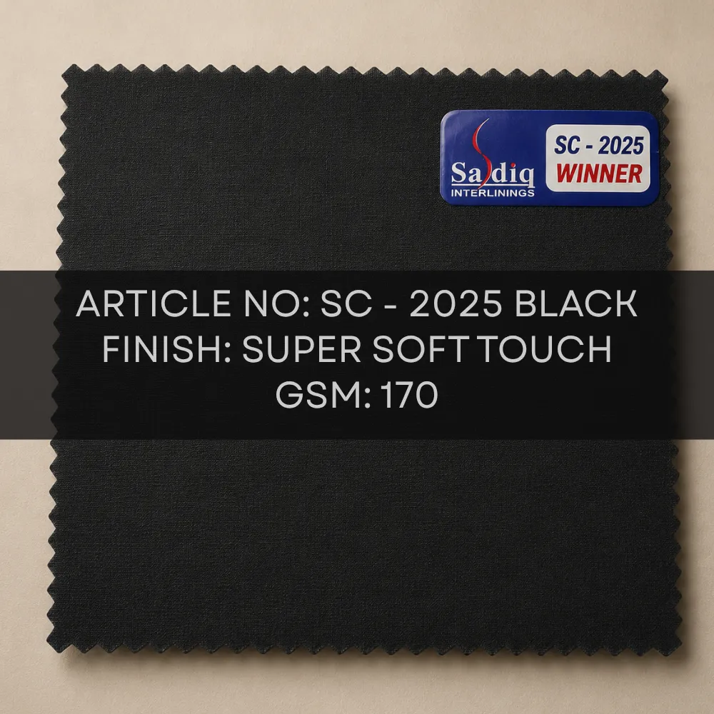 SC-2025 BLACK 170 GSM super soft woven fusible interlining