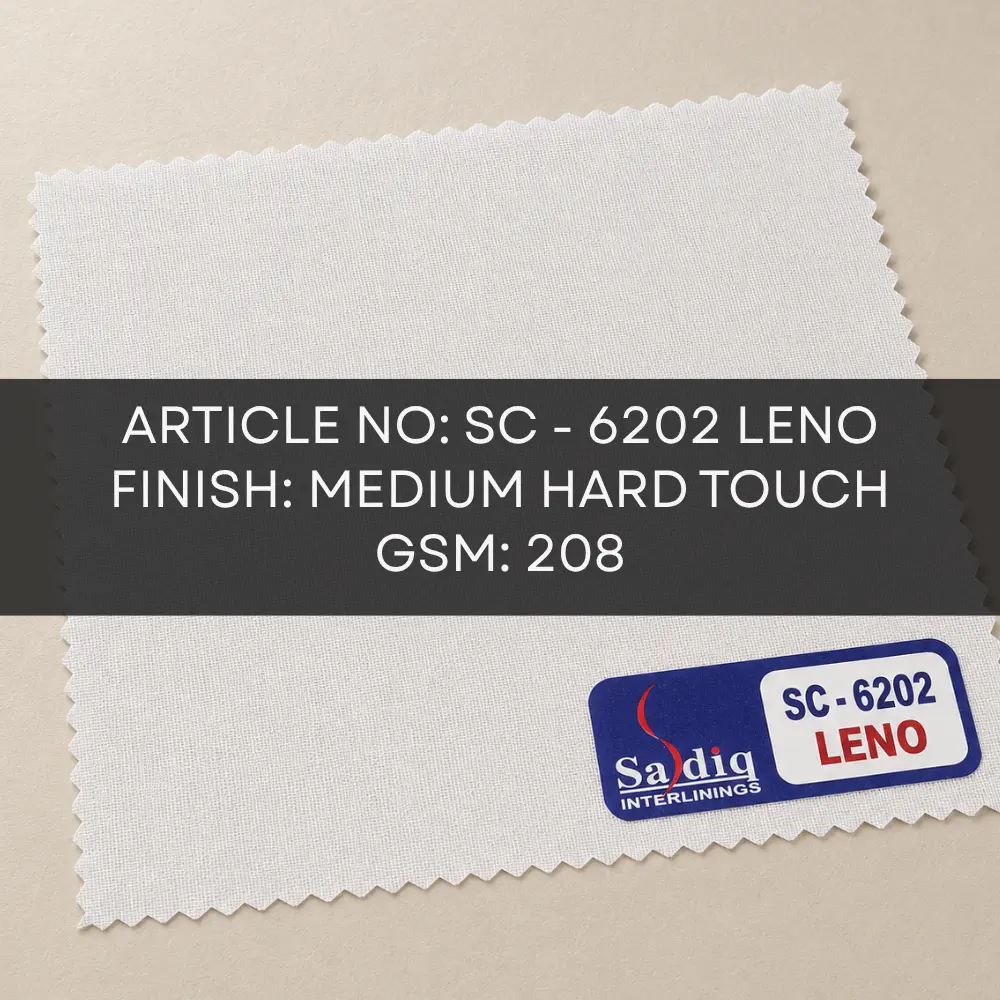 SC-6202 LENO 208 GSM medium hard woven fusible interlining specifications